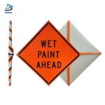 Roll Up Sign & Stand - 36 Inch Reflective Wet Paint Ahead Roll Up Traffic Sign